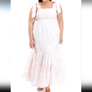 Crown & Ivy pink tie shoulder maxi dress NWT